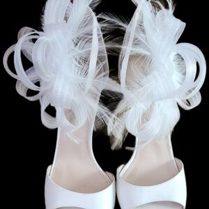 Nina White Feather Bridal Heels | Wedding Reception / Second-Look Shoes